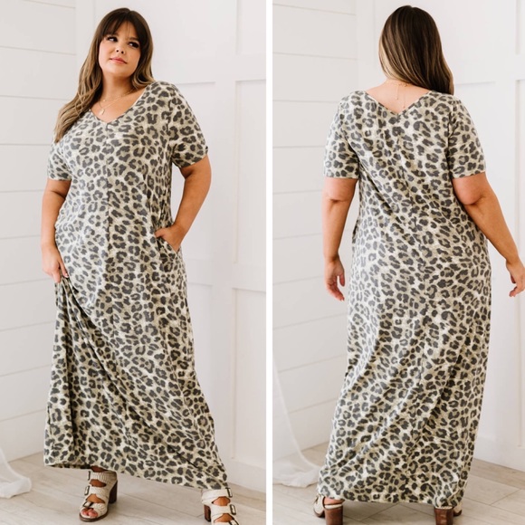 Leopard Print Maxi Dress (Plus Sizes) Full Size Run Avail - Picture 3 of 3